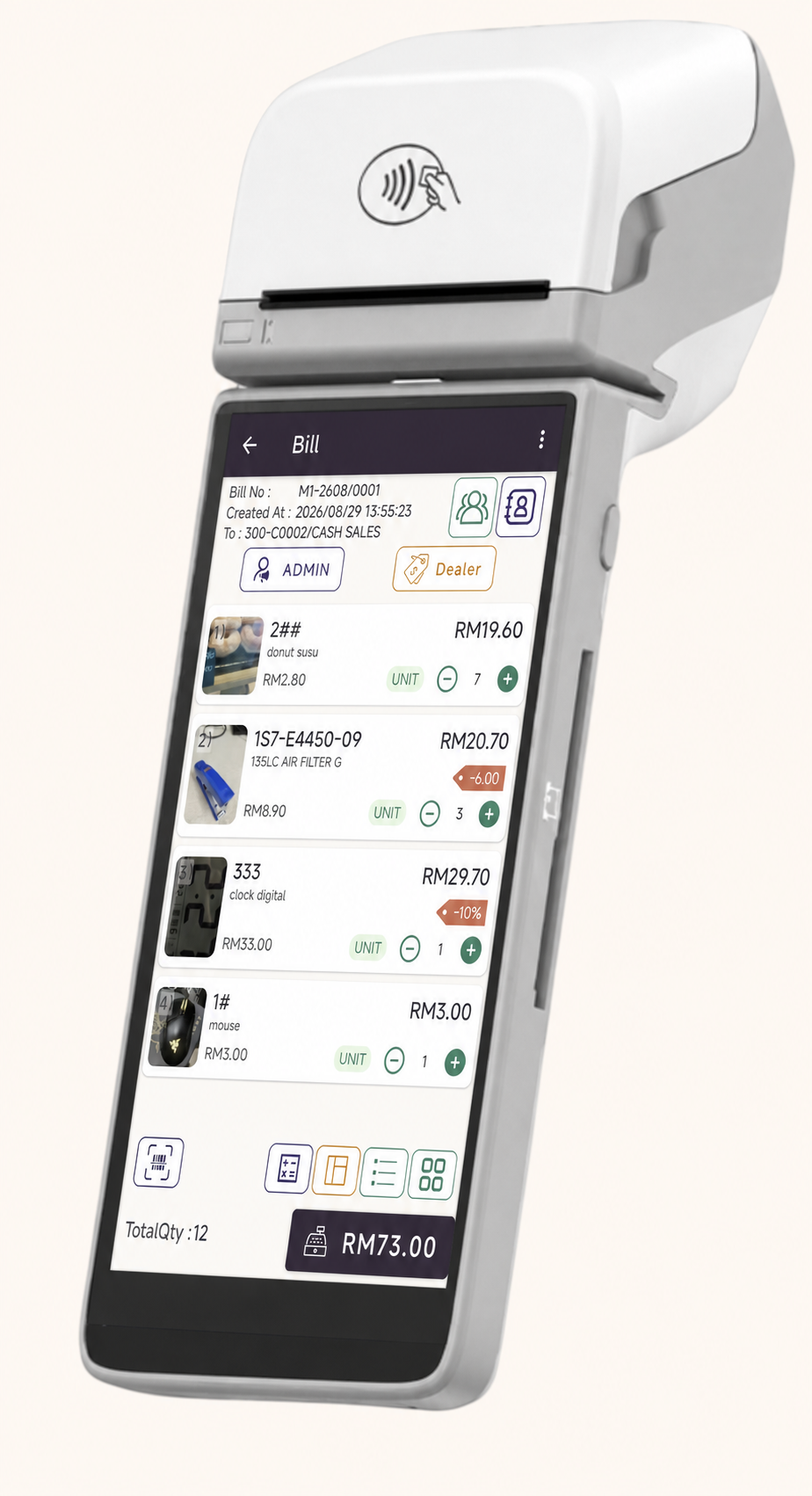 SQL mPOS running on POS terminal hardware